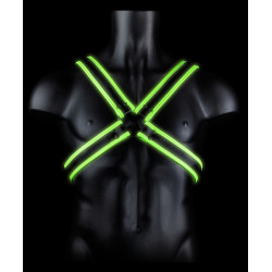 Ouch! Glow Harnais phosphorescent Cross Glow Noir-Vert Néon